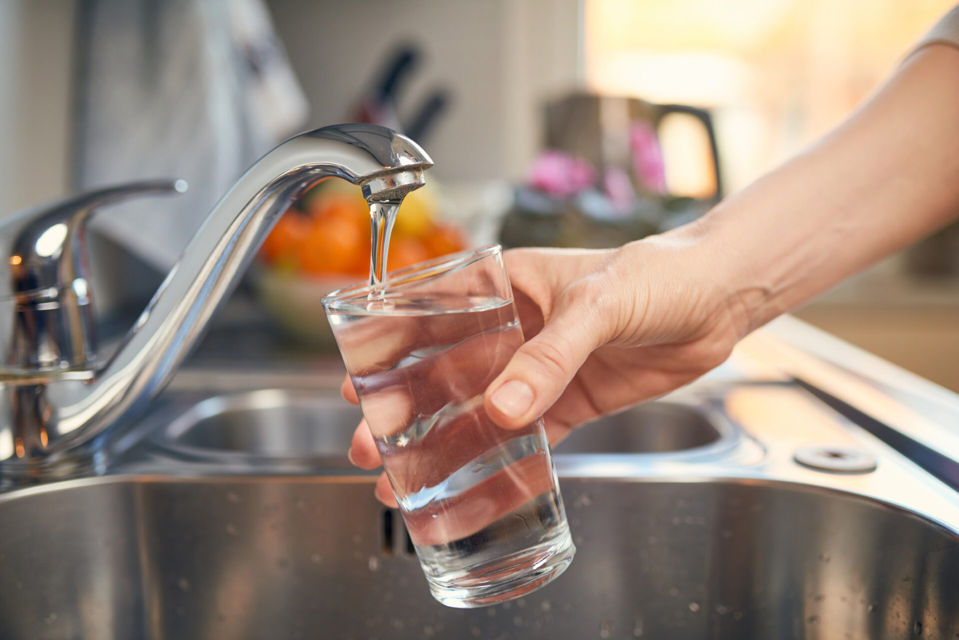 Filling up a glass of water